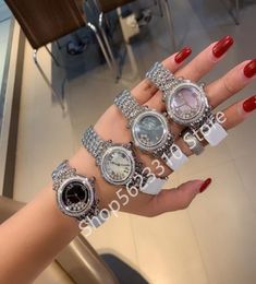 Classic en acier inoxydable Happy Stone Watch Femmes Zircon Quartz Ball Bead Wristwatch Gagnit 7 Slide CZ Crytal Move Watch7662962
