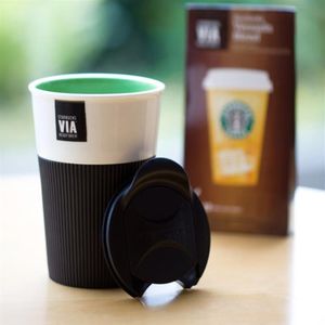 Starbucks classiques via Black-Green Coffee Cup 8 oz Silicone Ceramics Double isolation EN CAR TASSE POUR SPORT DE LA DOOR287D