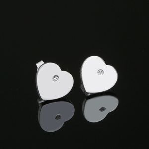 Classic Sterling Silver Stud T Gold Heart Earring Dames Love Tag oorbellen Kaar Designer sieraden 10 mm Dikke piercing sieraden Geschenken Woman Love oorbellen Return Logo