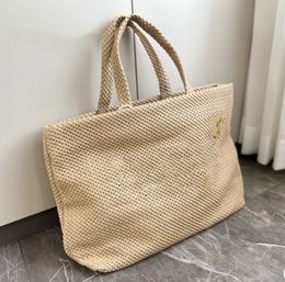Classique paille tissé sacs à provisions designer totes sac femmes luxe sac à main mode lettre motif grande capacité sac à bandoulière