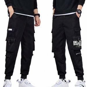 Klassieke Streetwear Casual Mannen Ribben Harem Joggingbroek Mannelijke Slim Fit Lente Cargo Broek Multi-Zakken Vrouwen Broek S0bM #