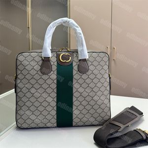 Klassieke Gestreepte Aktetas Zakelijke Mannen Laptoptas Designer Crossbody Tassen Heren Dames Totebag Echt Lederen Schoudertas Luxe Handtas Computertassen