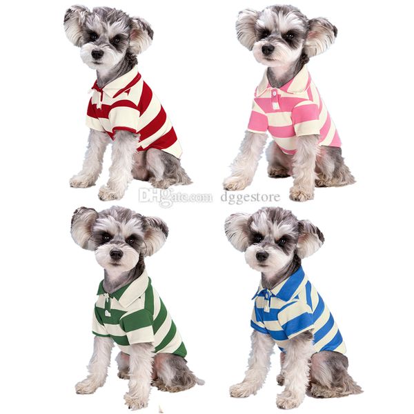 Chemises pour chiens à rayures classiques Polo T-shirts pour chiens de petite taille moyenne Chats Garçon Fille Vêtements pour chien Sweat-shirt respirant pour chiot Chaton Petites races Tenues pour animaux de compagnie Vêtements Hauts A764