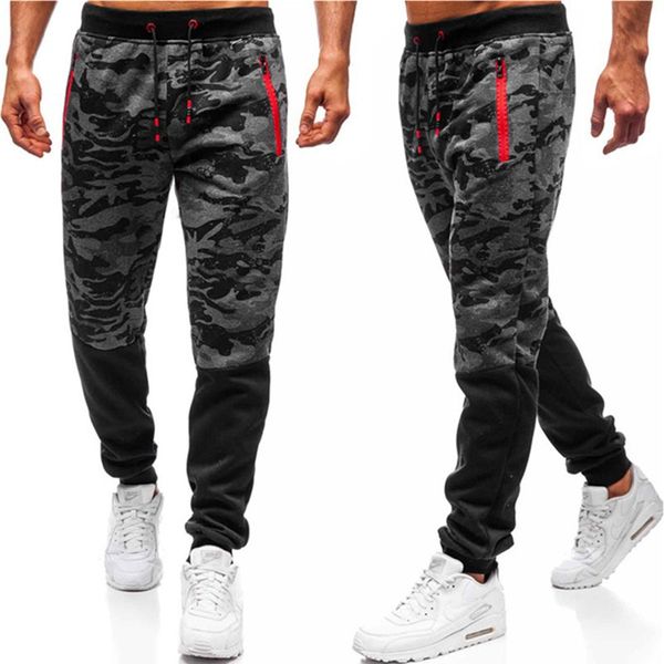 Pantalon de jogging pour hommes à la mode Casual Stretch Slim Pantalon de sport à la mode Pantalon de poche à glissière de couleur