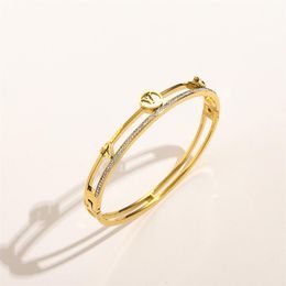Klassieke stijl armbanden dames bangle luxe designer sieraden crystal 18k goud vergulde roestvrijstalen geliefden geschenkbangen heren armband 240V