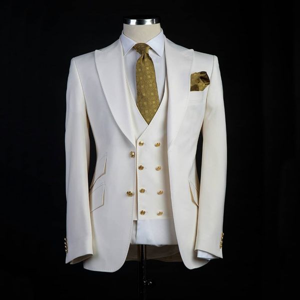 Tuxedos de mariée de style classique Big Pesked Abel Suit Suit Blazer White comme costume de mariage Pantalon de veste de costume homme sur mesure Vest226E