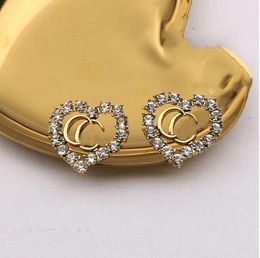 Klassieke stijl Letter Hartstudie Doorbellen Designer G Letters Diamond of Pearl Earring voor vrouwen van hoge kwaliteit sieraden accessoire