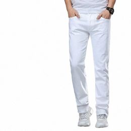 Style classique hommes coupe régulière jean blanc Busin Smart Fi Denim avancé Stretch Cott pantalon homme marque pantalon O5nc #