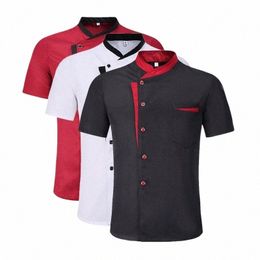 Estilo clásico Hombres Mujeres Restaurante Cocina Cantina Chef Uniforme Mangas Chef Chaqueta Camarero Trabaja Ropa G0BJ #