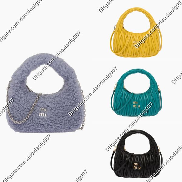 Style classique Sacs de couleur unie Sac à main décontracté Épaule de designer unique pour femme Mi Wander Mini sac hobo en peau de mouton Portefeuille de luxe pour femme Sac à bandoulière Hobos Totes