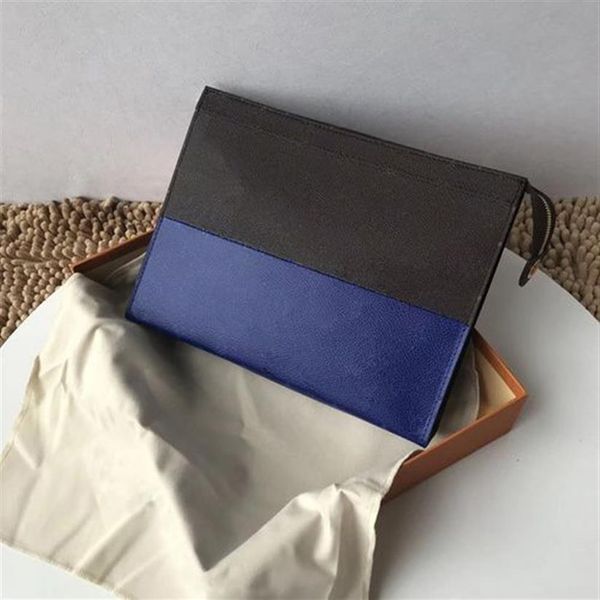 Marque de sac d'embrayage d'épissage de style classique pour hommes et femmes portefeuilles de cartes de commerce en cuir longs portefeuilles avec boîte 27x21cm218g