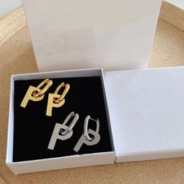 Style classique élégant lettre pendentif boucles d'oreilles femmes 18 carats or argent boucles d'oreilles à breloques bijoux de créateur de haute qualité avec boîte