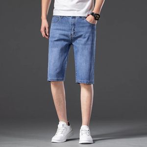 Style Classic Summer Mens Thin Smokey Grey Short Jeans Fashionable Casual Stretch Tissu Cotton Denim Shorts mâles 240416