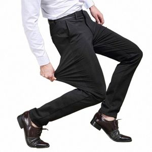 Pantalon de costume classique pour hommes printemps été hommes Dr pantalon taille haute pantalon extensible mâle busin pantalon décontracté noir gris bleu i8wv #