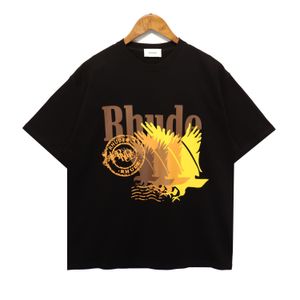 Camiseta clásica de diseñador de verano, camiseta de lujo de rhude, camiseta de manga corta y cuello redondo para hombre y mujer, camisetas de moda para mujer