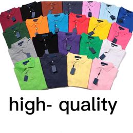 Clássico verão RL masculino boutique polo camisa de manga curta algodão tamanho grande lapela negócios casual camiseta pônei