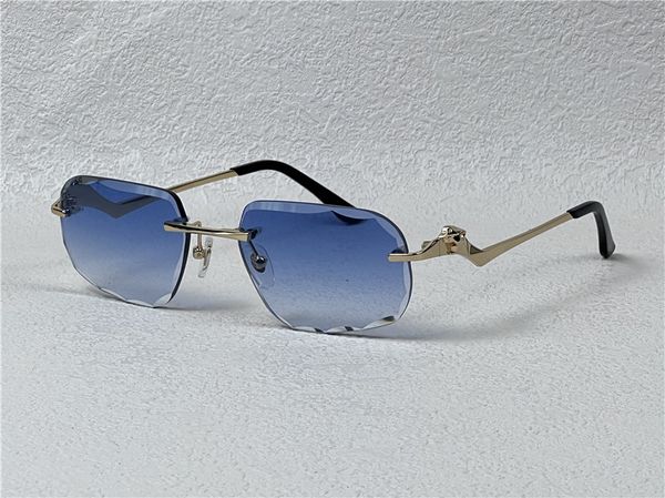 Lunettes de soleil classiques Design des conceptions de surface sans cristal sans cristal irrégulière UV400 Gold Couleur de couleur