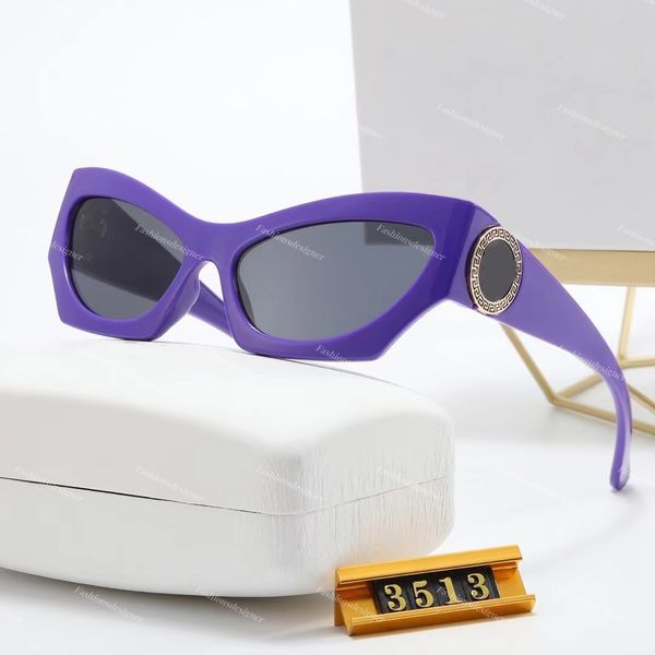 Lunettes de soleil classiques Lunettes de soleil à l'once de soleil Cat Purple Small Frame Goggles UV Protection Fashion Big Brand Femmes et Lunettes de soleil pour hommes Versage Sun Glassements avec boîtier