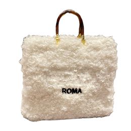 5a kwaliteit klassieke zonneschijn vrouw schoudertassen italy roma merk lambswool handtassen plexiglas handgreep bakken mode dames crossbody tas luxe designer tas