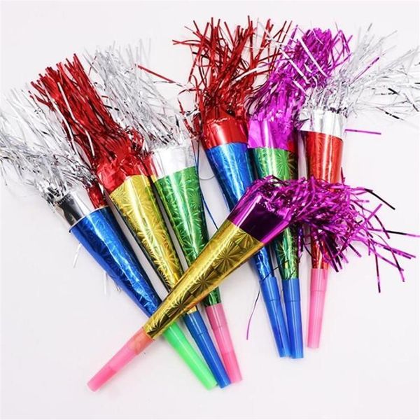 Sifflet classique en corne de papier avec pompon, jouets pour enfants, fabricant de bruit, cadeaux de récompense scolaire, fête d'anniversaire et de noël, 1206k