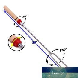 Klassieke telescopische marshmallow hotdog braadstokken roestvrij staal BBQ -gereedschappen spiesjes uitstrekkende brander met houten handvat