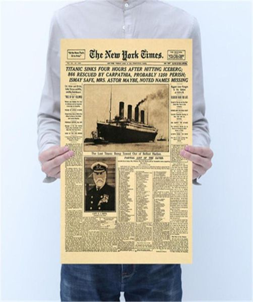 Classic The New York Times History Affiche Titanic Shipwreck Old Newspaper Retro Kraft Paper Home Decoration7294784