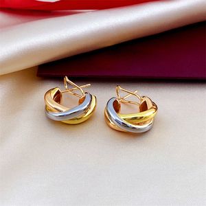 Classic Three-Weeting for Women Couple Fashion Luxury Love Stud avec trois couleurs Rose Gold Silver Womens Earge d'oreille