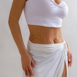 Classique minuscules boîtes lien femmes taille chaîne couleur or métal gland strass ventre chaîne à la mode 2023 Bikini corps bijoux