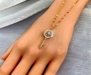 Klassieke titanium stalen diamanten sleutelhanger kettingen 18k goud vergulde vrouwen geluk kettingontwerper sieraden ti0264307519