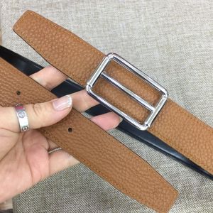 Cinturones clásicos de Tobago, cinturones de piel de becerro con patrón Lichee de moda con hebilla cuadrada de acero, cinturón de cuero real, 32 mm