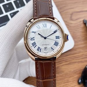 Classic Top Fashion Automatisch Mechanisch Zelfopwindend Horloge Mannen Goud Zilver Wijzerplaat Saffierglas 40mm Design Horloge Casual Leat333U