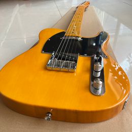 Guitare électrique jaune transparente classique, niveau professionnel, toucher confortable, son en mouvement, livraison rapide.