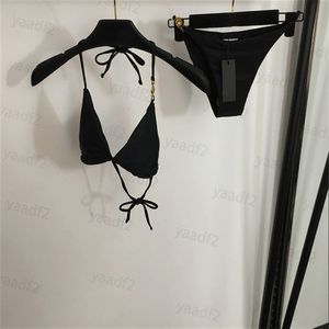 Klassieke driehoekige bikini zomer sexy string strandkleding dames bikini set metalen gesp badmode halter badpak