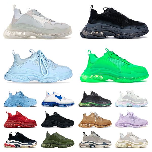 Classique Triple S Luxurys Designer Chaussures Hommes Femmes Marque Discount Paris 17 FW Baskets de sport Arrivée Baskets Crystal Bottom Fashion