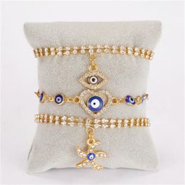 Classic Turkish Evil Eye For Women AAA Cúbico Zircón Cz Hamsa Hand Charm Bracelet Trend Femenina Joya Gc980