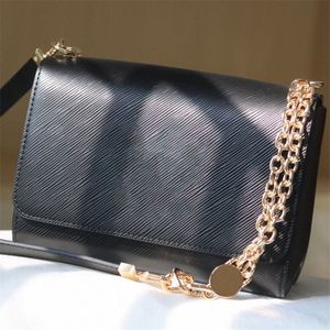 Classic Twist MM Bolsa Doble Cadena Shoudler Bolsas Epi Cuero Mujer Moda Crossbody Grande Bolsillo Interior Lock Wallet I2Ie #