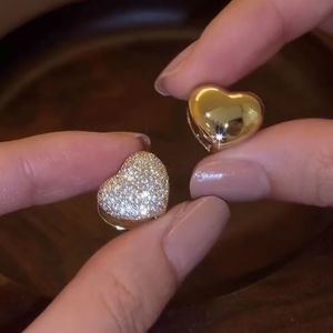 Pendientes clásicos de dos caras con forma de corazón, joyería de moda, aretes de diseñador, aretes de diamantes, aretes Van Cleef para mujeres, niñas, fiesta, regalos de boda, día de San Valentín