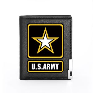 Couverture d'insigne classique de l'armée américaine hommes femmes portefeuille en cuir porte-cartes de crédit mince/porte-cartes d'identité insère des sacs à main courts