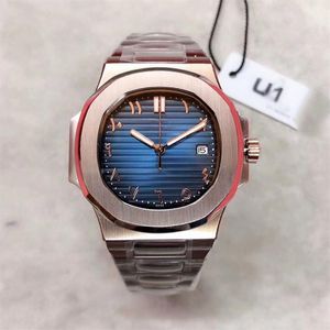 Klassieke U1 heren maken volledige 18k roségouden horloges zwart-witte armband 324 trainspotter 40 mm automatisch mechanisch horloge blauw ge285Y