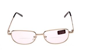 Klassieke unisex metalen frame bifocale leesbril bril lezer clear zonnebril lenzenvloeistof diopter + 1.0-4.0 10 stks / partij gratis verzending