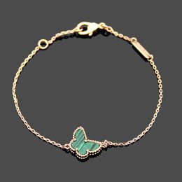 Classic Van Bijoux Accessoires Bracelets Bracelets à breloques de créateur Bijoux de créateur VC Trèfle à quatre feuilles Mini bracelet papillon en agate colorée avec diamant