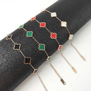 Classique Van Bijoux Accessoires Japon et Corée du Sud mode titane acier quatre feuilles herbe Bracelet simple haut de gamme ne se décolore pas cinq accessoires de coquille