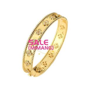 Accessoires de bijoux Van classiques bracelet kaléidoscope Bracelet Clover Brangle pour femmes 18 km en or argent cristal à quatre feuilles Clover Diamond Lucky Flower Cuff Valentine P