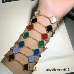 Classic Van Jewelry ontwerper V Goud klavertje vier armband agaat schelp diamant veelkleurig Festival jubileum cadeaupakket met doos