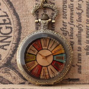 Reloj de bolsillo clásico vintage con patrones coloridos, reloj antiguo romano arcoíris, reloj de regalo para vacaciones, precio nominal