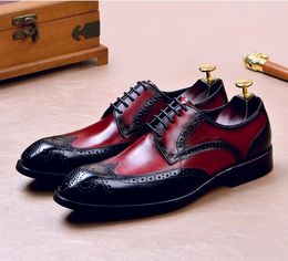 Klassieke Vintage Men Brogue Blake Oxfords Wingtip Dress Shoes Business Formal Gents Pak Gray Black Brown Lacing DA046 79C2E