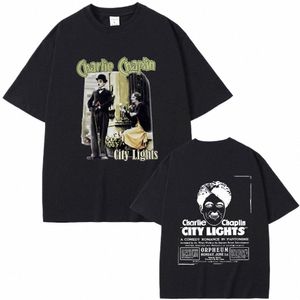 Klassieke Vintage Film Chaplin Stadslichten Dubbelzijdig Print T-shirt Mannen vrouwen Casual Hip Hop T-shirts Mannelijke Gothic t-shirt Tops t2wr #