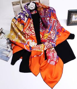 Classic Vintage Scarves For Women Luxury Designer Scarf Large Square Scarfs and Shawls Wraps Hijabs Pashmina Real Silk Winter Scarves Thick