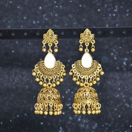 Klassieke vintage sector Indiase oorbellen voor vrouwen metaal gesneden bel kwatel druppel oorbellen Afghaanse etnische bollywood geoxideerde sieraden
