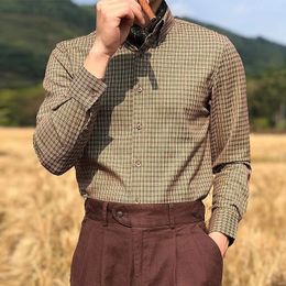 Classique Vintage rayé imprimé hommes chemise à manches longues mince Allmatch Cardigan chemises hommes printemps mode boutonné revers 240227